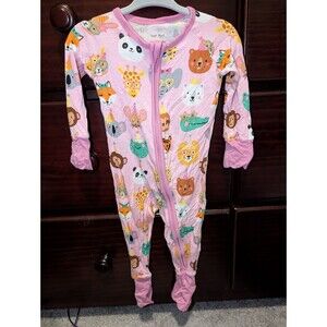 Little Sleepies Pink Party Pals Zippy Bamboo Pajamas Birthday Animals 3-6
